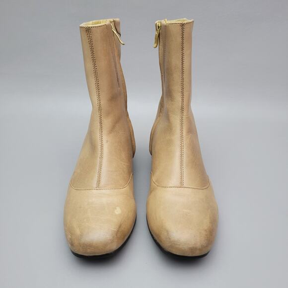 Bussola Size 39/8.5 Caramel Leather Ankle Boots Booties Lined Comfort Side Zip - Picture 5 of 13
